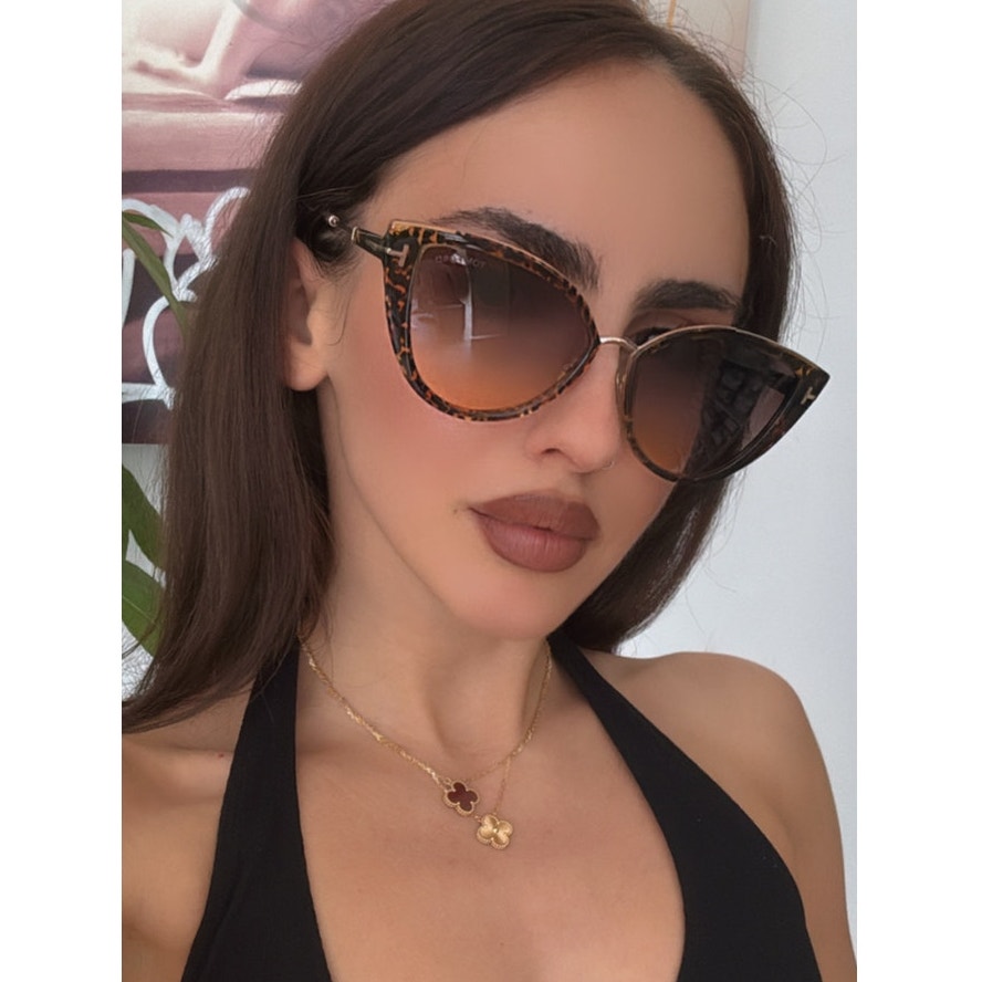 New Tom Ford Ft0868 Anjelica Cat Eye Sunglasses Animal Print